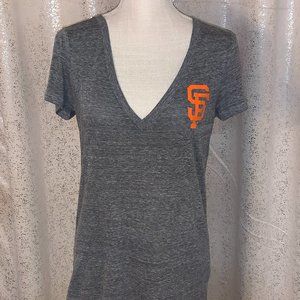 PINK Victoria's Secret SF Giants MLB Gray VNeck T-Shirt Size Large